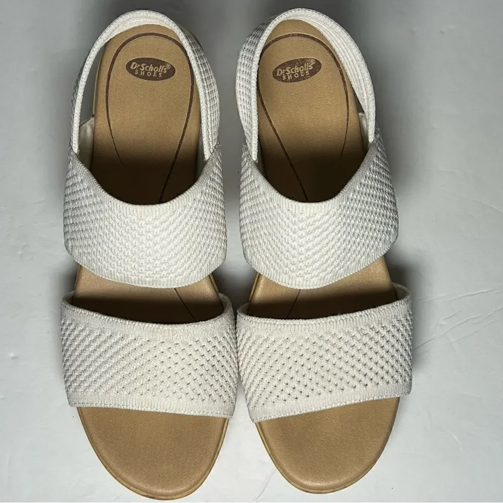 Dr. Scholls Womens Becca Wooden‎ Platform Slingback Sandals in Tofu White 10M